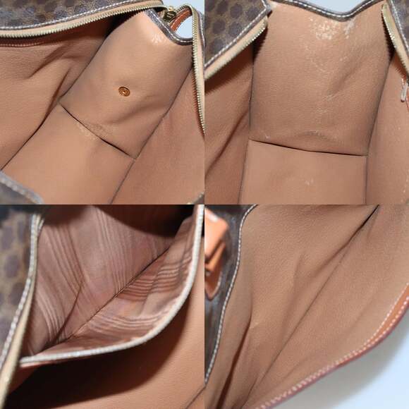 CELINE Macadam Canvas Hand Bag Pvc Leather Brown Gold - Picture 12 of 13